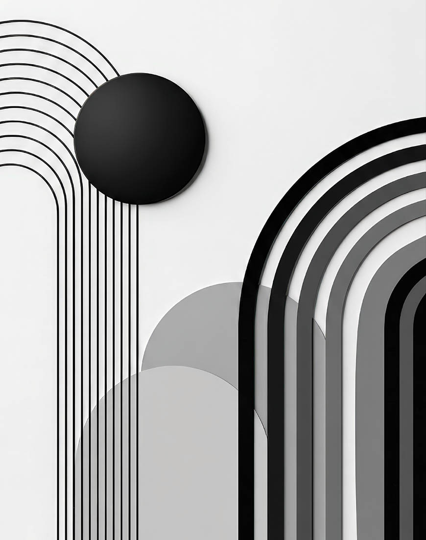 Arched stone colonnade — reflecting Aura's fluid union of forms and essential geometry