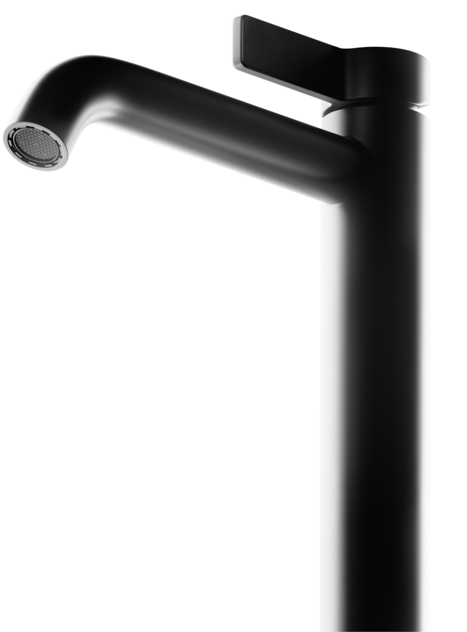 Artize Aura curved brushed gold faucet — architecture of mood