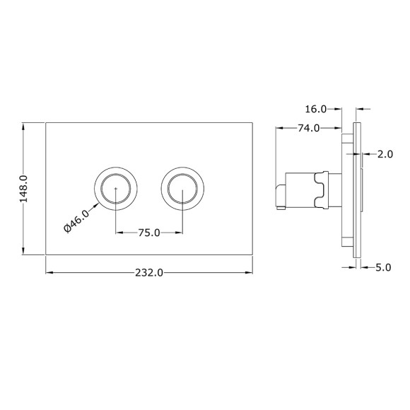 Cilica Pneumatic Black Glass Control Plate