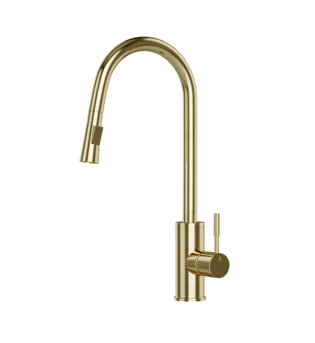 FLO2 Single Lever Pulldown Sink Mixer Gold Dust