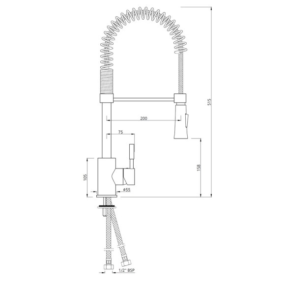 FLO2 Single Lever Spring Pulldown Sink Mixer