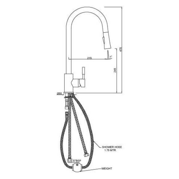 FLO2 Single Lever Pulldown Sink Mixer