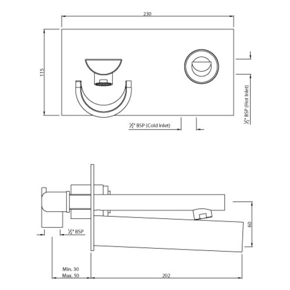 Joystick Concealed Basin Mixer (Wall Mounted)