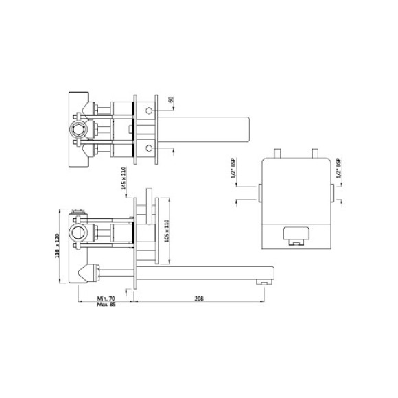 Concealed Wall Mounted Baisn Mixer