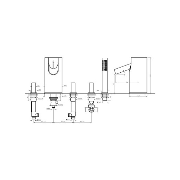 5-Hole Bath Tub Mixer