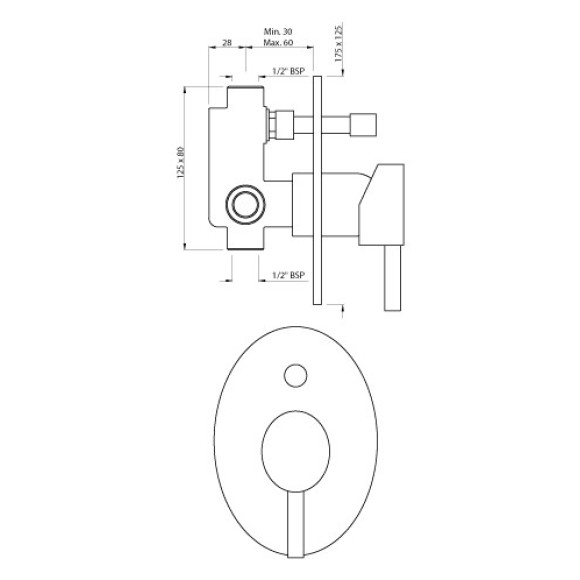 Single Lever Concealed Divertor for Bath & Shower Mixer