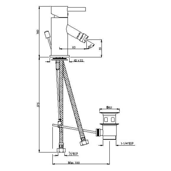Single Lever 1-Hole Bidet Mixer
