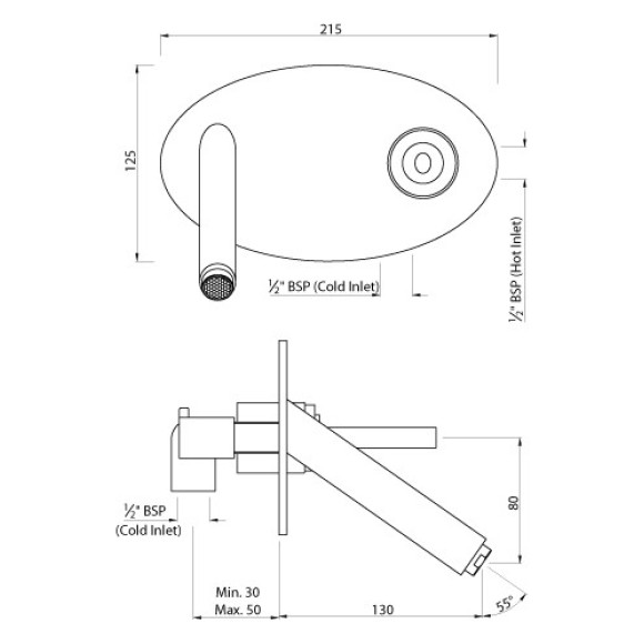 Joystick Concealed Basin Mixer (Wall Mounted)