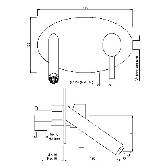 Single Lever Concealed Basin Mixer (Wall Mounted)