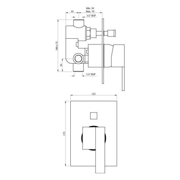 Single Lever High Flow Concealed Divertor