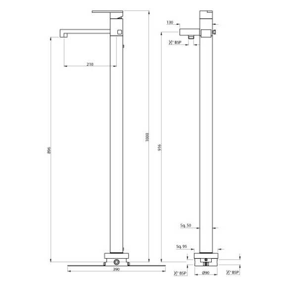 Floor Mounted Single Lever Bath Mixer