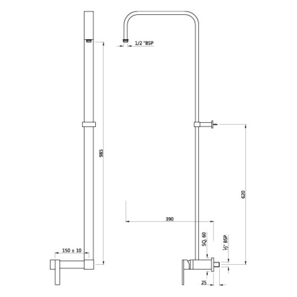 Single Lever Exposed Shower Mixer