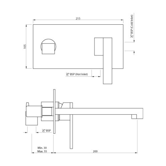 Single Lever Concealed Basin Mixer (Wall Mounted)