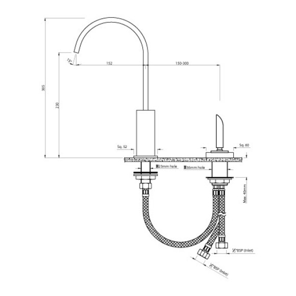 2-Hole Deck Mounted Joystick Basin Mixer