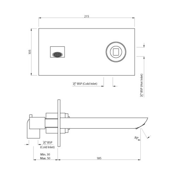 Joystick Concealed Basin Mixer (Wall Mounted)