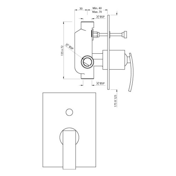 Single Lever Concealed Divertor for Bath & Shower Mixer