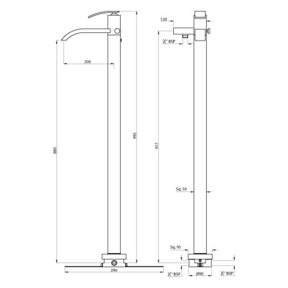 Floor Mounted Single Lever Bath Mixer