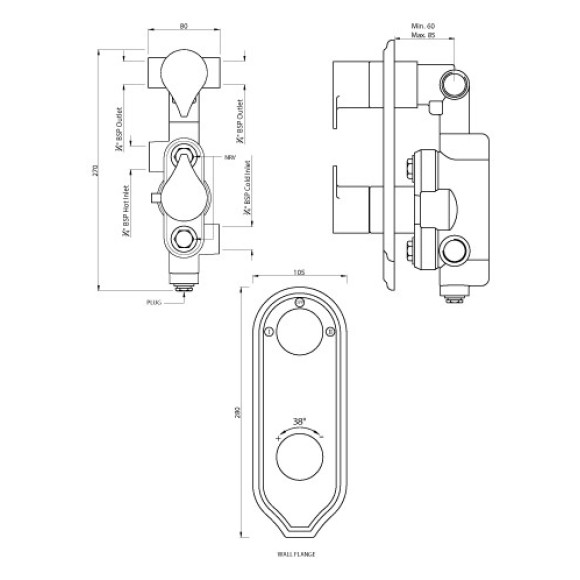 Concealed thermostat bath & shower mixer
