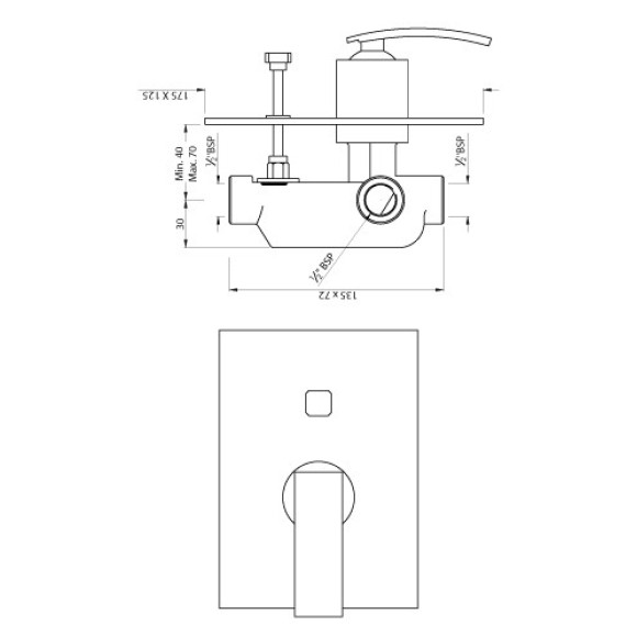 Single Lever Concealed Divertor for Bath & Shower Mixer