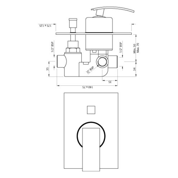 Single Lever High Flow Concealed Divertor