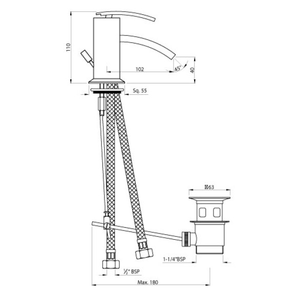Single Lever 1-Hole Bidet Mixer