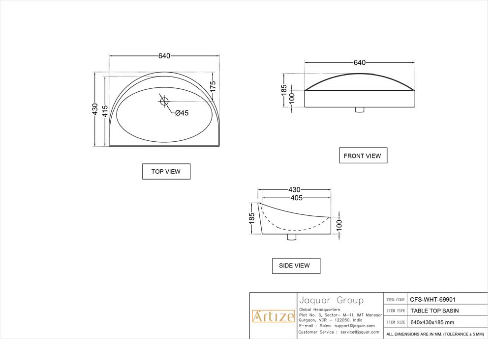ARTIZE Table Top Basin Confluence